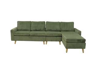 L Shape <b>Sofa</b> Velvet Four Seat Modern Corner <b>Sofa</b> With Wooden Legs <b>Sofa</b> <b>Bed</b> For Apartment Hotel and Home Living Furniture - Product Image 4