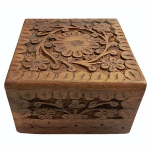 Boîtes carrées en bois avec design gravé et finition en bois de haute qualité, boîte en bois naturel pour le rangement à domicile - Product Image 2