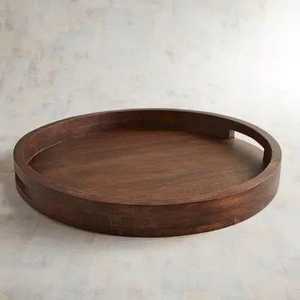Plateau en bois personnalisé, léger, sculpté en acacia, pour service de thé et cuisine, vente en gros pour événements - Product Image 1