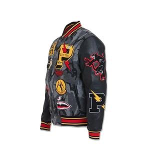 Chaqueta con estampado de letras camuflada de lana hecha a medida para hombres, descuento a granel, chaquetas universitarias de béisbol para jóvenes con insignias - Product Image 3