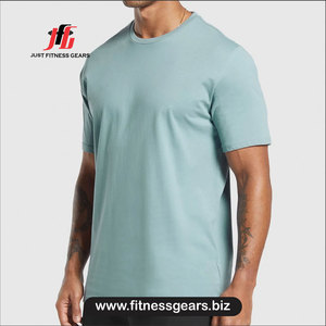 Camiseta de Manga Corta para Hombre, Cuello Redondo, Color Azul Claro Sólido, Corte Regular, 100% Algodón, Transpirable, Informal, Tejido de Punto Jersey - Product Image 2
