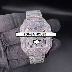 Luxury Stainless Steel Square <b>Case</b> 41mm Analog Moissanite Diamond Automatic Mechanical <b>Watch</b> Push Button Hidden Clasp-Unisex - Product Image 1