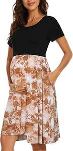 Camiseta y faldas estampadas, ropa de mujer, tallas grandes, vestidos de maternidad holgados, ropa de lactancia, prendas exteriores transpirables, vestido informal - Product Image 3