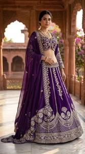 Divyam Creation – Robe de mariée traditionnelle indienne et pakistanaise pour femme, en tulle brodé et gaufré, séchage rapide, extensible, longueur ras du sol - Product Image 2