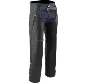 Pantalones de cuero Samroz Sports para hombre, de cuero negro de primera calidad, con bolsillo con cremallera en el muslo, forro de malla, pantalones de motociclista. - Product Image 1