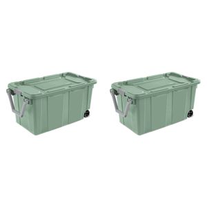 Contenitore di Stoccaggio in Plastica Extra Large da 40 Galloni con Ruote e Maniglia, Verde, Confezione da 2 - Product Image 1