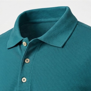 Polo en piqué de coton à manches courtes pour homme, couleur turquoise, décontracté, respirant, tricot uni, coupe classique - Product Image 4