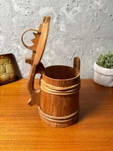 Mug à vin en bois naturel avec poignée et couvercle, qualité supérieure, produit en bois fait main poli, tasse la plus vendue à prix avantageux - Product Image 2