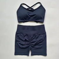 Conjuntos Deportivos de Yoga para Mujer de Alta Calidad, Ropa Deportiva Corta, Sólida, Ecológica, de Spandex/Algodón, con Logotipo Personalizado, Antibacteriana y de Secado Rápido