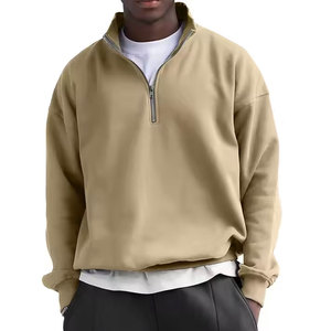 Sweat-shirt à col montant zippé pour homme, coupe classique, couleur unie, en molleton bouclette, décontracté, manches longues, pour l'automne - Product Image 3