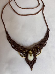 Handmade Micro Macrame <b>Necklace</b> Freshwater Beads | Platinum Plated Boho Tribal <b>Statement</b> Jewelry | HARI OM CREATIONS Women - Product Image 5