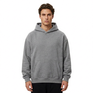 <b>Men's</b> Oversized Hooded Sweatshirt Solid <b>green</b> Color Fleece Cotton Casual Autumn Wear Pocket Design Regular Fit - Product Image 5