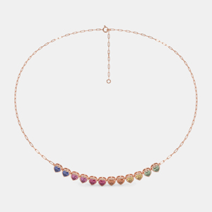 Rose Gold Plated Heart Cut Zircon <b>Choker</b> Necklace Women's Romantic Link Chain Everyday Wear - Product Image 1
