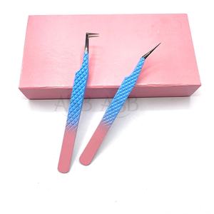 Pinzas Japonesas de Acero Inoxidable, Pinzas de Extensión de Pestañas Personalizadas, Dos Tonos, Rosa, Azul, Ombre, 90 Grados, Aislamiento de Bota Delgada - Product Image 6