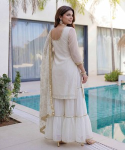 FANCY GEORGETTE EMBROIDERY SEQUENCE ZARI WORK COTTON <b>TOP</b> SHARARA DUPATTA <b>FESTIVE</b> WEAR LUXURY MULTI COLOR WHOLESALE PRICE ETHNIC - Product Image 3