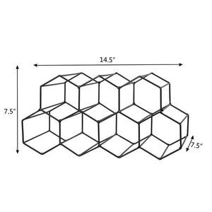 Portabottiglie Moderno per 9 Vini in Metallo Nero e Acciaio Inossidabile con Legno di Quercia Massiccio e Vetro per Tavolo o Bancone - Product Image 6