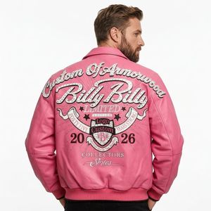 OEM Top Grade Men's Luxury <b>Rhinestone</b> Bomber <b>Jacket</b> Customized Embroidered PU Leather Patchwork Front Varsity Windproof - Product Image 1
