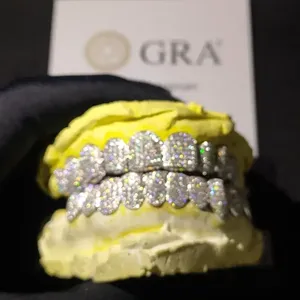 Juego de Grillz de Lujo Chapados en Oro de 18K con Plata de Ley y Piedras de Moissanita, Estilo Hip Hop, para Hombre y Mujer - Product Image 5