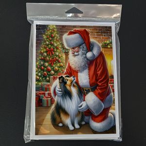 Sheltie et Père Noël A7 Cartes de vœux fantaisistes Lot de 8 cartes vierges avec enveloppes Taille 5x7 - Product Image 3