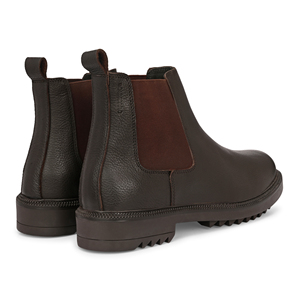 Bottes Chelsea en cuir marron pour hommes, bottines à enfiler, chaussures habillées décontractées à bout rond avec semelle en caoutchouc durable - Product Image 4