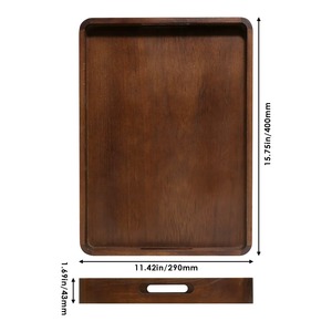 REHMAN CRAFT Handcrafted <b>Dark</b> <b>Wood</b> Serving Tray-Premium Modern Design Rectangular Coffee Table Platter Cutout Handles Food Grade - Product Image 4