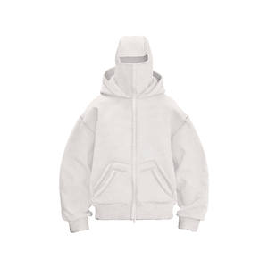 Sweat à capuche balaclava pour homme avec logo personnalisé brodé, double couche, fermeture éclair intégrale, design 3D surdimensionné, grandes tailles - Product Image 3