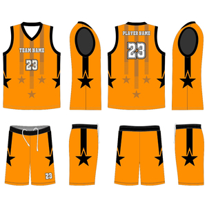 Ensemble de maillots de basket-ball sublimés personnalisés, bleu, noir, étoiles, col en V, sans manches, évacuation de l'humidité, vêtements de sport unisexes pour adultes - Product Image 4