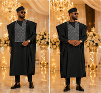 Agbada africain en laine sur mesure de luxe pour hommes, tenue traditionnelle nigériane pour mariage, kaftan grande taille