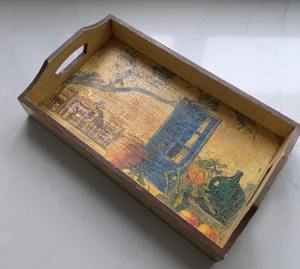 Plateau en bois imprimé motif Jardin Zen, design apaisant, pour la décoration de spa et de bien-être, plateau de service en gros - Product Image 4