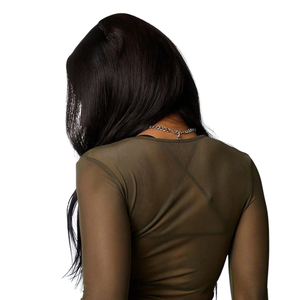 Sexy Fitted <b>Sheer</b> Mesh Blouse for Women O-Neck <b>Long</b> <b>Sleeve</b> Short Length Skinny Fit Breathable Eco-Friendly Casual Daily Wear - Product Image 4