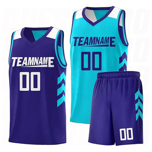 ชุดบาสเก็ตบอลเยาวชนแบบซับลิเมชั่นขายส่ง เสื้อบาสเก็ตบอลเปล่าแบบกลับด้านได้สั่งทำได้ ชุดกีฬาซับลิเมชั่น ชุดทีม - Product Image 1