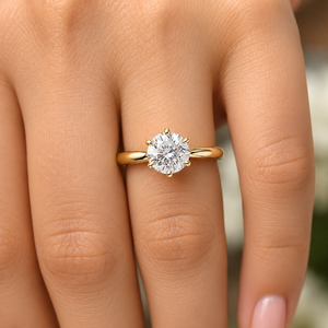 Bague solitaire halo caché en or massif 14 carats avec diamant rond de laboratoire certifié IGI 2,00 carats, bague de fiançailles classique, bijoux personnalisés - Product Image 3