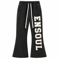 Pantalon de jogging streetwear personnalisé OEM, décontracté, avec patch brodé lettre appliqué, en coton écologique, coupe évasée superposée