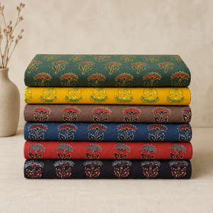 Jaipur Moda Anaya I Traditional Designer Ajrakh Cotton <b>Fabric</b> Petite Paisley Block Print <b>Medium</b> Weight for Dresses Kurtas - Product Image 3