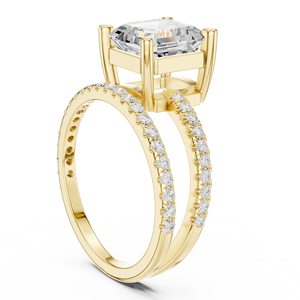 Anillo de Diseño en Oro Amarillo Sólido de 14k con Diamante Cultivado en Laboratorio con Corte Asscher Certificado por GRA, Anillo de Boda para Mujer, Gran Venta - Product Image 4