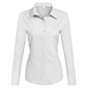 เสื้อเชิ้ตผู้หญิง ผ้าฝ้ายป๊อปลิน 100% เป็นมิตรกับสิ่งแวดล้อม ใส่ได้ทุกฤดู ระบายอากาศดี เหมาะสำหรับใส่ทำงานในออฟฟิศ ติดกระดุม แขนยาว ลายเรียบ/ลายพิมพ์ด้านหน้า - Product Image 4