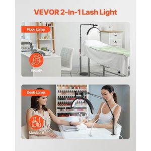 Lampada da pavimento e da scrivania 2 in 1 a LED a mezza luna per estetisti frusta la luce con funzione di ingrandimento ad arco - Product Image 2