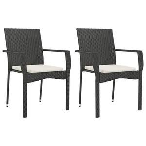 Ensemble de 2 chaises de jardin en polyrotin noir avec structure en acier thermolaqué, durables et élégantes - Product Image 2