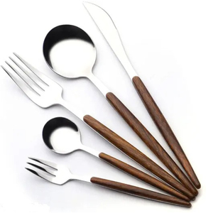 ROYAL HOME COLLECTION Modern Stainless Steel <b>Flatware</b> <b>Set</b> Wooden Handles Mirror Polish Cutlery <b>Set</b> for Party Use On Sale - Product Image 1