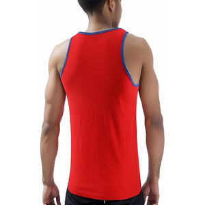 Wholesale Lightweight Sleeveless T-Shirts 100% Cotton Custom Logo Sporty Breathable Eco Friendly Front Blank Tank Top Men - Product Image 2