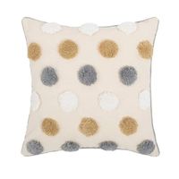 Housse de coussin carrée à pois brodés en chenille, style moderne, pour hôtel, personnalisable, beige, gris, or, pois blancs
