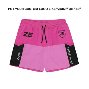 ZAINI ZI-081 Short coupe-vent pour homme en polyester/nylon 160 g/m² avec empiècements color block en microfibre et fermeture à cordon, sérigraphie - Product Image 1