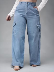 Women's <b>Boot</b> Cut Denim Jeans Light Blue Regular Fit Full Length 100% Cotton Sexy Casual Style Spring - Product Image 1