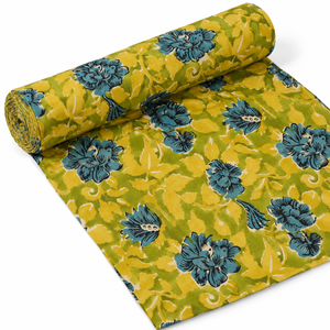 100% Cotton Floral <b>Fabric</b> Hand Block Printed Breathable Moisture-Absorbent <b>Medium</b> Weight Pinksa Fashion Textile for Home Bedding - Product Image 6