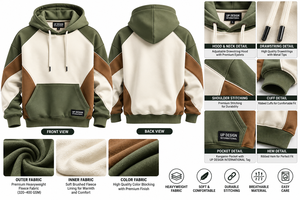 Sudadera con Capucha Personalizada en Verde y Marrón, Estilo Urbano, Unisex, Informal, de Moda, Suministro de Fábrica OEM - Product Image 5