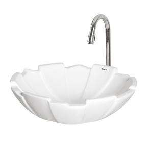 Lavabo de Cerámica Blanco de Diseño Único y Alta Calidad, Fabricado en India, para Uso Doméstico y Hotelero - Product Image 1