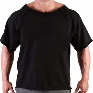 T-shirt de sport oversize à manches courtes pour homme, idéal pour le cardio et la musculation, respirant, séchage rapide, 100 % coton - Product Image 1