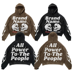 Sweat à capuche graphique Y2K surdimensionné personnalisé 300 Gsm 400 Gsm, imprimé crâne, technique tie-dye, logo frontal, col à capuche hiver personnalisé - Product Image 6