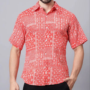 Camisa de Manga Corta para Hombre, Estampado Floral Tropical Hawaiano, Casual de Playa, con Botones, para Vacaciones de Verano, Colorida, de Algodón - Product Image 1