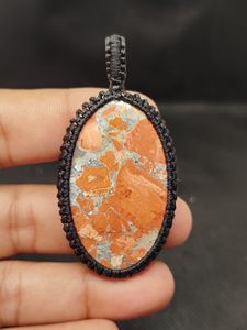 Collier en macramé fait main, vintage, jaspe Maligano, bijoux tressés bohèmes - Product Image 4